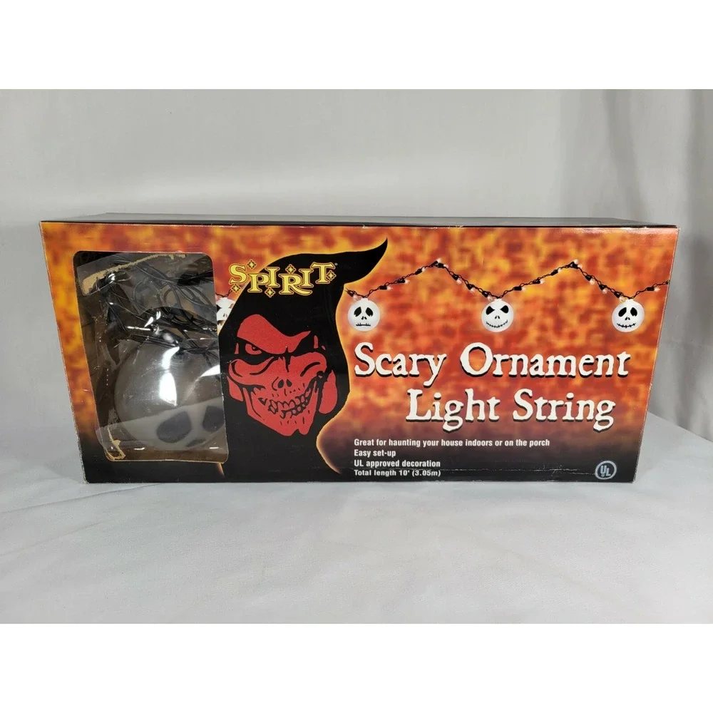 Vintage Spirit Halloween Scary Ornament Light String Monster‎ Skull Face Head